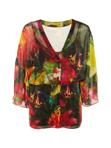 Top Alice + Olivia cu model floral cu imagine verde