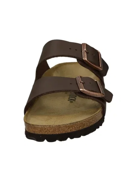 Klapki Birkenstock skórzane brązowe