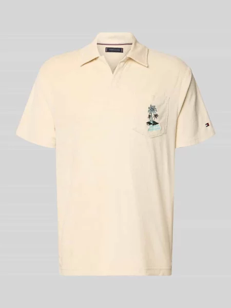 Krój regular fit koszulka polo z froty Tommy Hilfiger beżowa