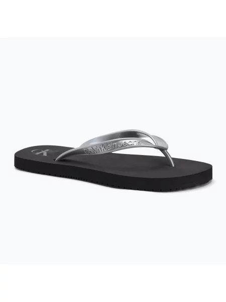Dámske žabky Calvin Klein Beach Sandal Monologo Tpu black/silver čierna