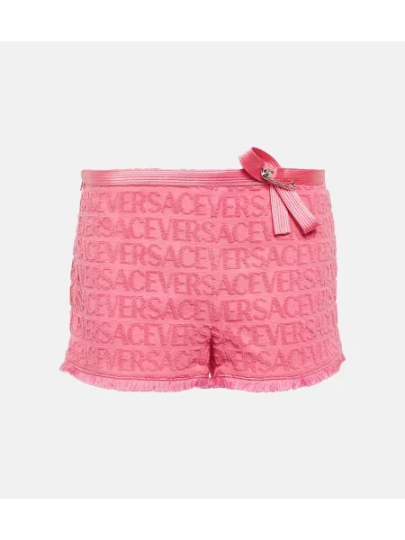 Pantaloni scurți Versace din material terry roz