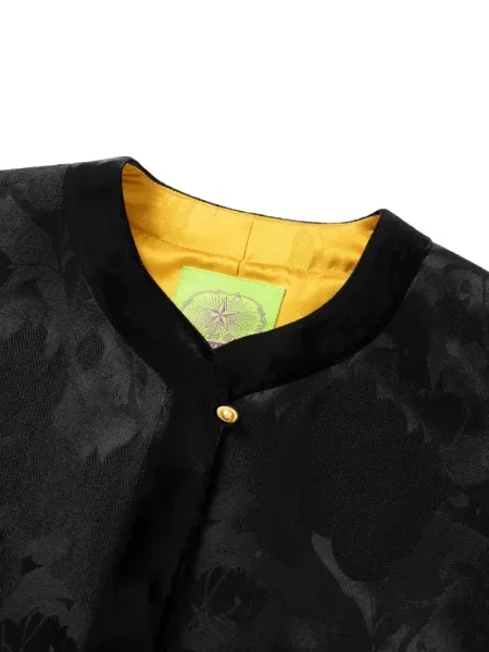 Geacă Shanghai Tang de catifea cu model floral negru