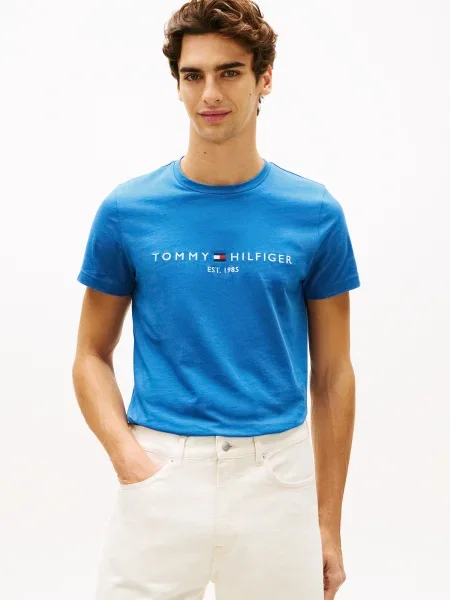TOMMY HILFIGER Tricou bleumarin / azur / roșu / alb albastru
