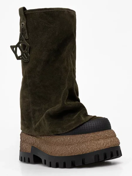 Замшевые сапоги Naked Wolfe на платформе зеленые