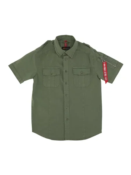 Krótka koszula z krótkim rękawem Alpha Industries z krótkim rękawem zielona