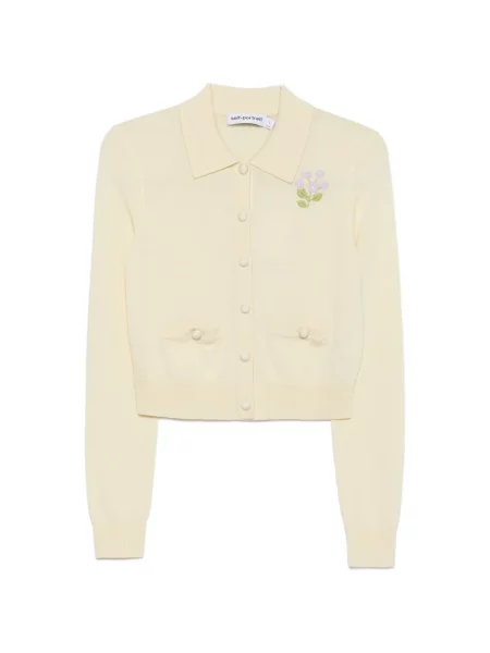 Cardigan Self-portrait cu model floral galben