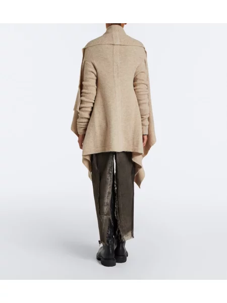 Cardigan Rick Owens de lână cu glugă bej
