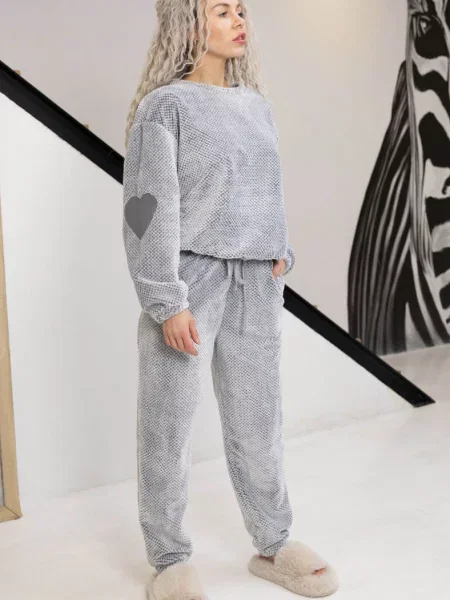 Костюмна піжама Leinle з довгим рукавом сіра