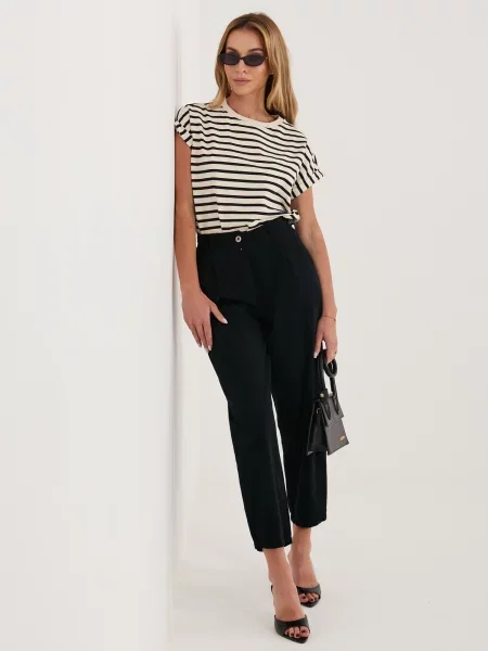 Pantaloni Rue Paris de catifea negru