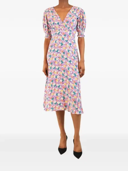 Rochie midi Faithfull cu model floral violet