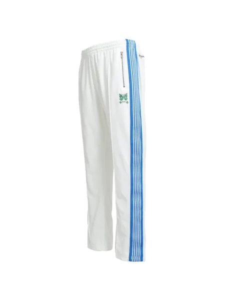 Pantaloni Breath din velur cu dungi alergare alb