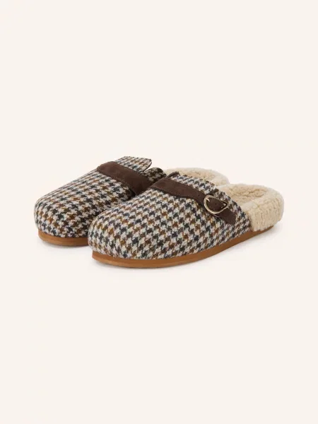 Ancient Greek Sandals Pantofle Vasilitsa tmavě hnědá / krémová černá