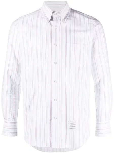Cămașă Thom Browne cu dungi lungă alb