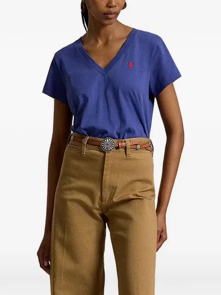 С яка кожена поло тениска Polo Ralph Lauren с връзки кафяво