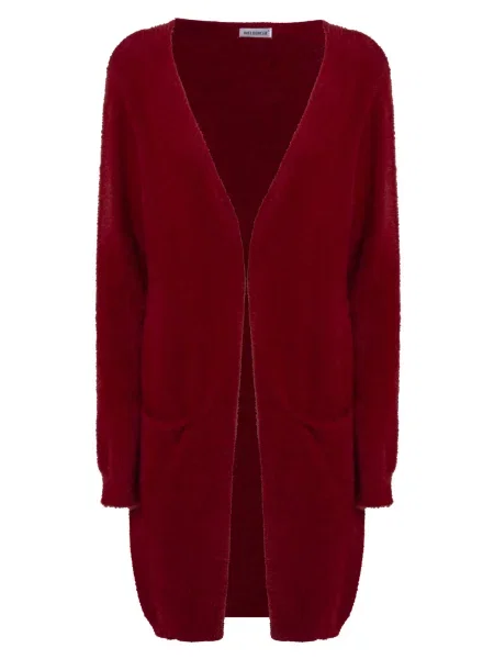 Influencer Geacă tricotată bordeaux roșu