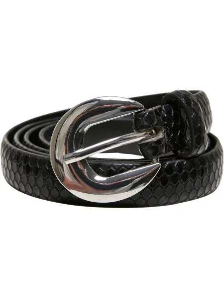 Curea Urban Classics din piele cu model piele de șarpe negru