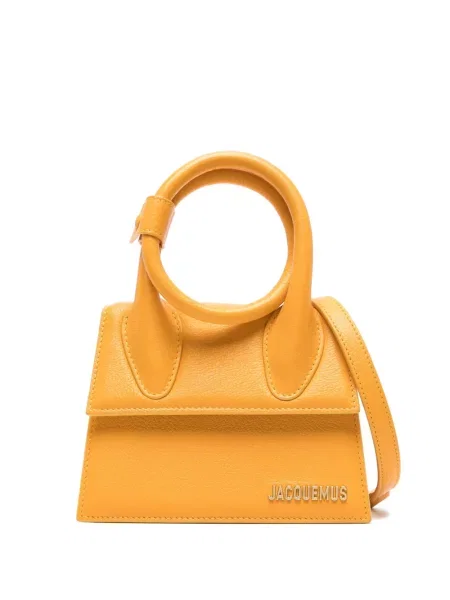 Δερμάτινη τσάντα shopper Jacquemus πορτοκαλί