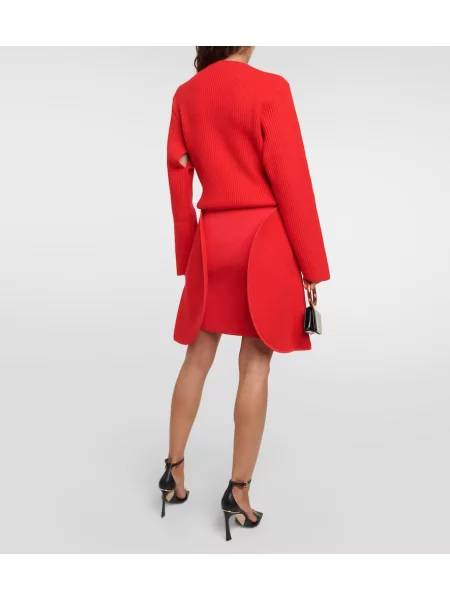 Fustă Victoria Beckham din jerseu roșu
