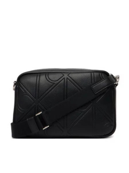Maža rankinė Calvin Klein Emblem Aop Emboss Camera Bag juoda