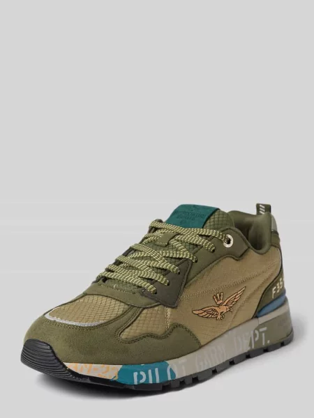Sneakersy z wyhaftowanym logo model Napoli' Aeronautica Militare zielone