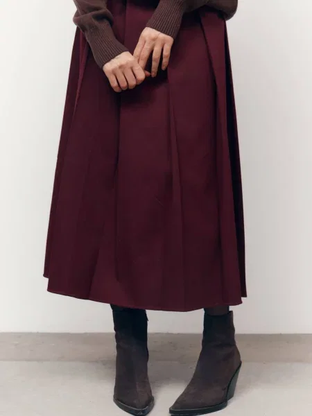 Спідниця міді Lilove бавовна/вовна бордовий