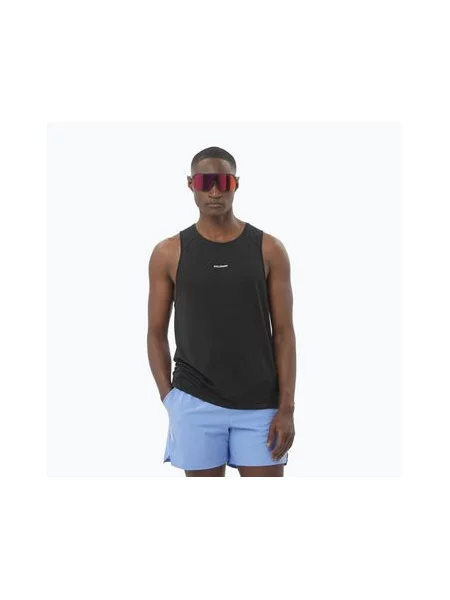 Бігова майка Salomon Shakeout Core Tank глибокого кольору чорного