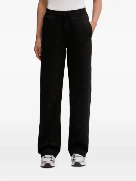 Pantaloni Guess alergare cu autograf cu cordon negru