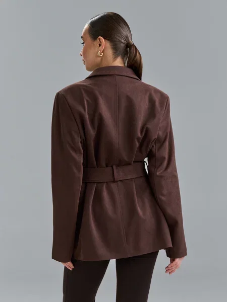 Жакет ISSA Plus темно-коричневий штучна замша коричневий