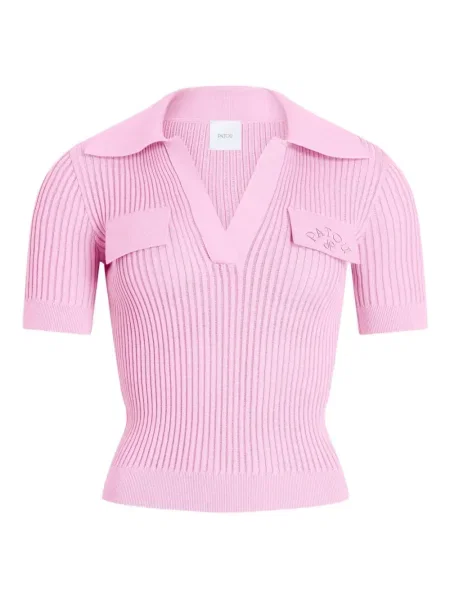 Top Patou cu broderie roz