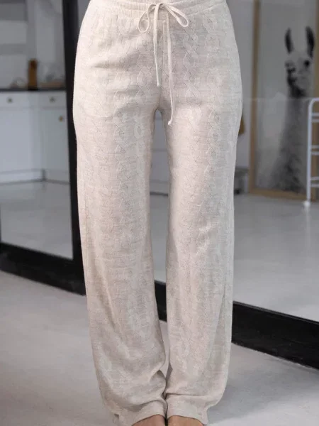 Брюки с высокой посадкой бежеві