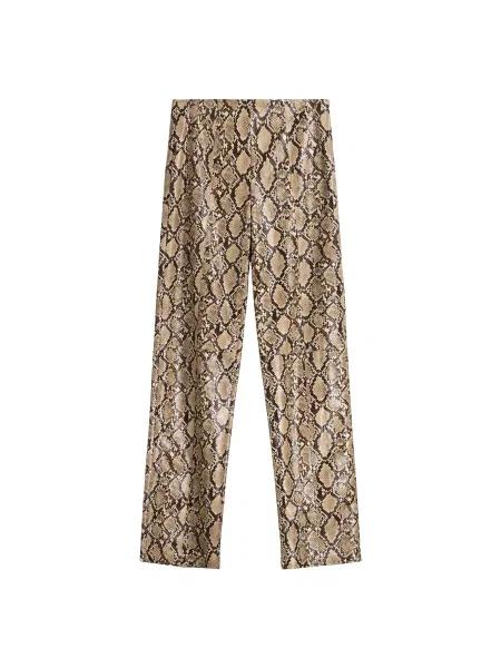 Bershka Hlače bež / svetlo bež / rjava črna