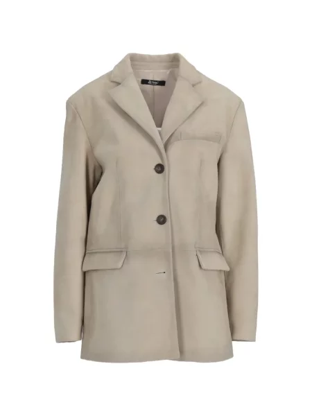 Geacă La Rose din piele de căprioară roz