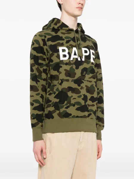 Hanorac cu glugă A Bathing Ape® cu imagine verde