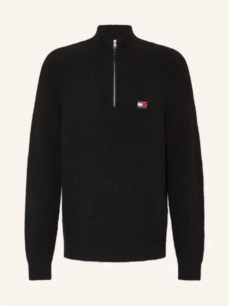 Tommy Jeans Sweter Typu Troyer schwarz czarny