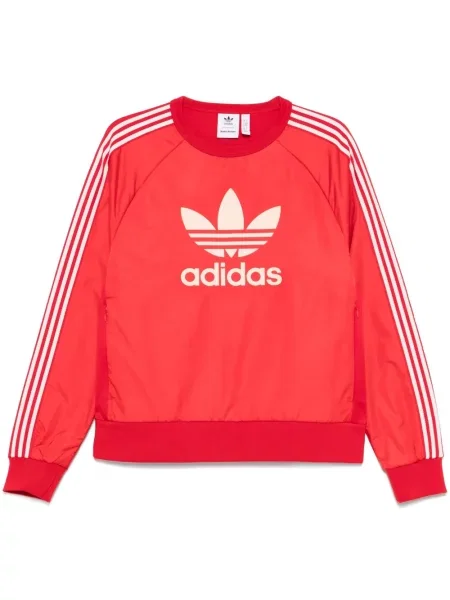 Hanorac din fleece Adidas cu glugă roșu