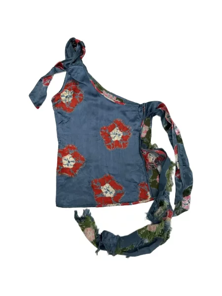 Top Tigra Tigra cu model floral cu legături albastru