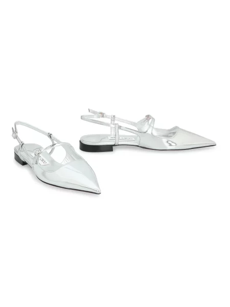 Balerinki Jimmy Choo skórzane bez obcasa szare