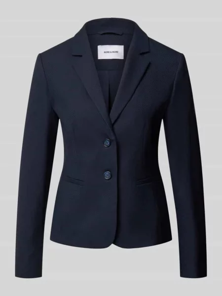 Żakiet o kroju slim fit z elastycznej mieszanki z listwą guzikową More & More granatowa