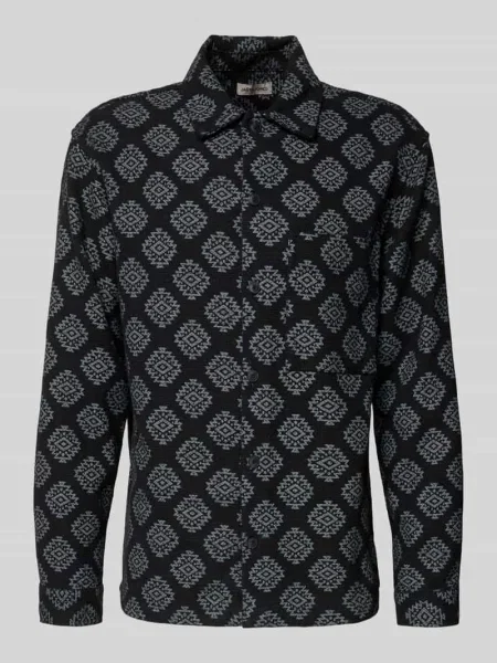 Koszula casualowa o kroju slim fit z kieszenią na piersi model ‘AZTEK’ Jack & Jones czarna