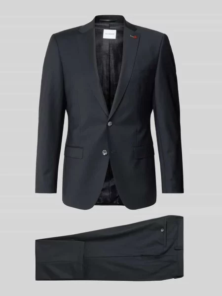 „Garnitur o kroju slim fit z mieszanki wełny w jednolitym designie” Roy Robson czarny