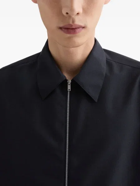 Cămașă Jil Sander de lână lungă albastru