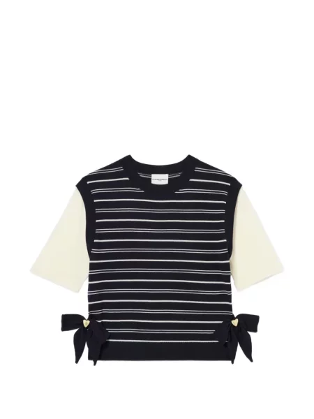 Pulover Claudie Pierlot cu dungi tricotate albastru