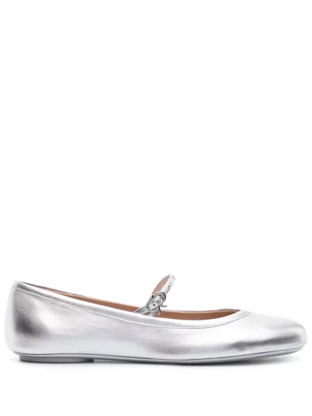 Balerini Gianvito Rossi din piele argintiu
