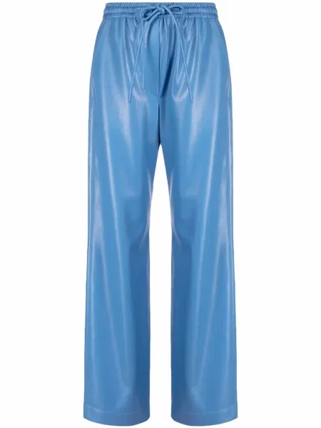 Pantaloni Nanushka din piele albastru