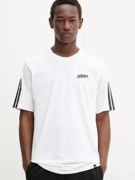 Тениска adidas Script Tee с принт бяло