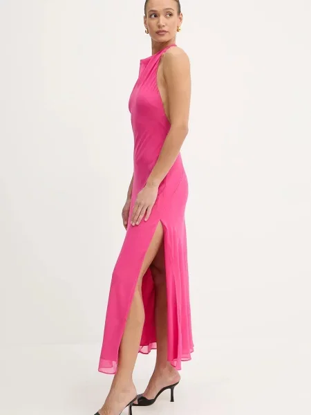 Bardot rochie maxi evazati roz