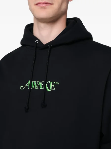 Hanorac cu glugă Awake Ny cu broderie negru