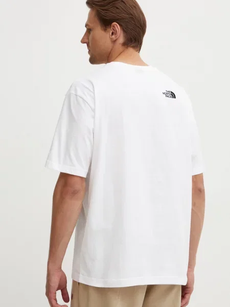 Tričko The North Face M S/S Essential Oversize Tee s aplikací bílá