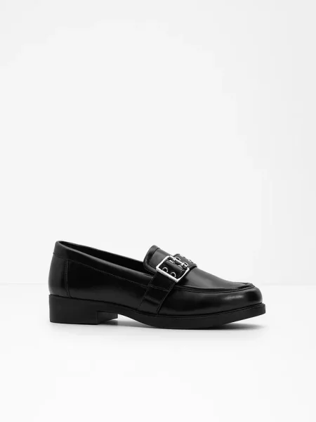 Wsuwane loafersy w stylu biker czarne