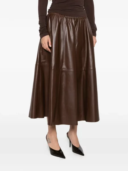 Fustă din piele Alberta Ferretti maro